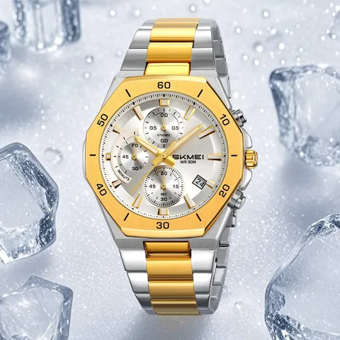 Skmei Men Quartz Watch Stainless Steel Zinc Alloy Case Chronograph 30M Waterproof Business Sports Wristwatch