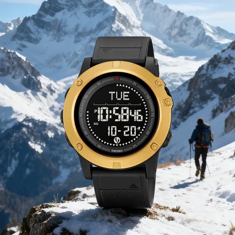Men's Multifunctional Digital Outdoor Sports Watch Waterproof Compass Pedometer TPE Strap ABS Case Wristwatch