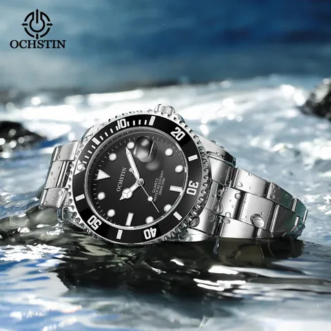 Men Quartz Watch Stainless Steel Waterproof Luminous Business Casual Wristwatch Rotating Bezel Sports Watch