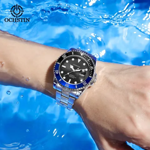 Men Quartz Watch Stainless Steel Waterproof Luminous Business Casual Wristwatch Rotating Bezel Sports Watch