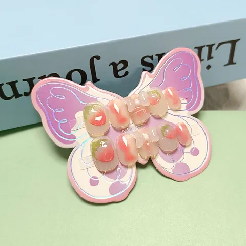Uñas Postizas Rosas De Fresa Con Lazo 3D Lindas Uñas Falsas Para Niños Adolescentes Adorno De Arte De Uñas De Dibujos Animados Regalo