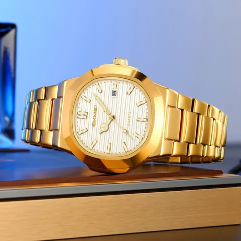 Men Stainless Steel Quartz Watch Business Casual Waterproof Wristwatch Luminous Calendar Pointer Watch