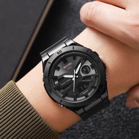 Men's Waterproof Luminous Digital Sports Watch Dual Display Multifunctional Outdoor Wristwatch