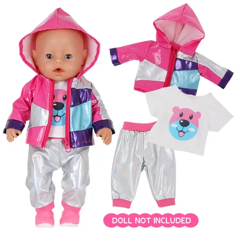 Cartoon Animal Hooded Doll Clothes Set For 18 Inch Girl Dolls Cute Plush Outfits Casual Wear Miniature Accessories Gift