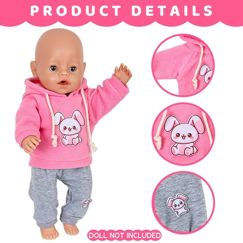 Ensemble de Vêtements de Poupée Animal de Dessin Animé Sweat à Capuche En Tissu Et Pantalon Pour Poupée Jeu Quotidien