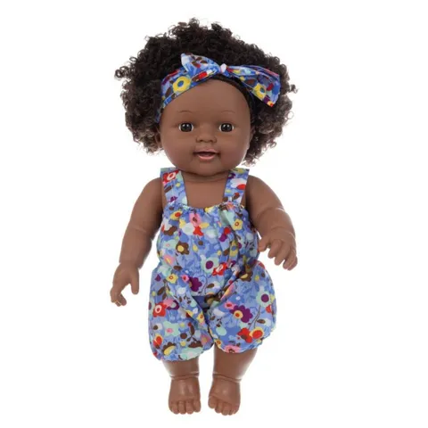 Cute Afro Hairstyle African Reborn Baby Doll Vinyl Simulation Newborn Infant Soothing Toy Dolls With Colorful Print Outfits For Kids Gift