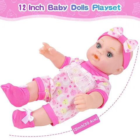 Süße Reborn Babypuppe Set Vinyl Interaktives Beruhigungsspielzeug Mit Rosa Rucksack Und Kleidung Zubehör Puppenspielset Geschenk Für Kinder Mädchen