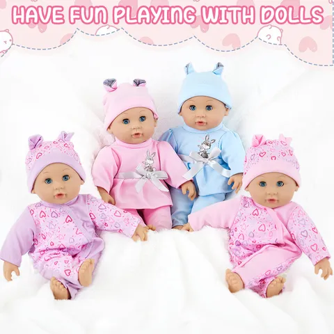 Reborn Baby Doll Twelve Inch Soft Vinyl Cotton Body Newborn Doll With Rabbit Heart Clothing For Toddlers Soothing Toy Gift