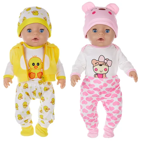 Cute Cartoon Animal Doll Clothes Outfit For 18 Inch 45cm Dolls Yellow Duck Bear Fashion Toy Accessories Kids Gift