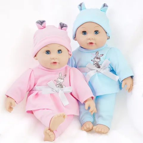 Reborn Baby Doll Twelve Inch Soft Vinyl Cotton Body Newborn Doll With Rabbit Heart Clothing For Toddlers Soothing Toy Gift