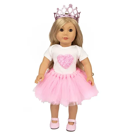 Prinzessin Puppenkleidung Für 18 Zoll Mädchen Puppe Herz Krone Tutu Rock Set Puppen Outfit Für 43cm Puppe Valentinstag Geschenk Kinder Spielzeug Zubehör