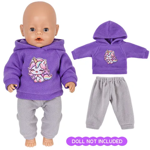 Ensemble de Vêtements de Poupée Animal de Dessin Animé Sweat à Capuche En Tissu Et Pantalon Pour Poupée Jeu Quotidien