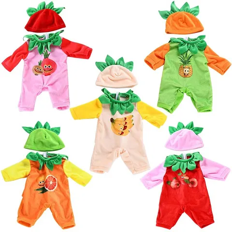 18 Inch Doll Clothes Fruit Series Jumpsuit With Hat For 45cm American Girl Dolls Spring Autumn Baby Doll Accessories Outfit