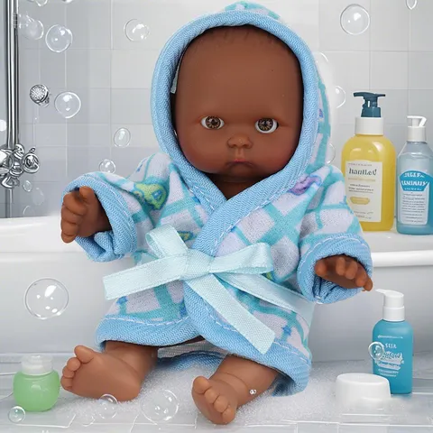 African Baby Doll Realistic Reborn Doll Vinyl Toy Fabric Outfits Miniature Black Baby Doll For Kids Play Empathy Gift