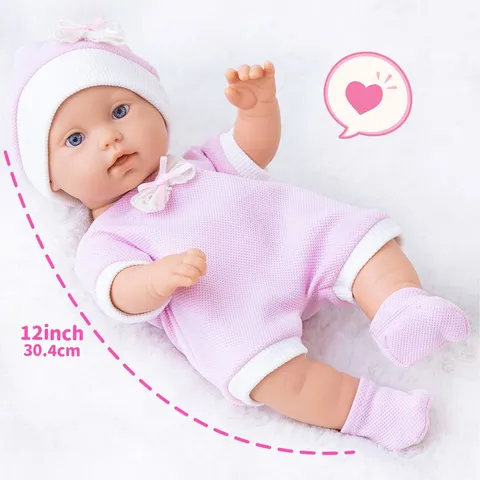 Realistic Vinyl Baby Reborn Doll Lifelike Newborn Infant Doll Toy With Pink Outfit Set For Kids Companion Comfort