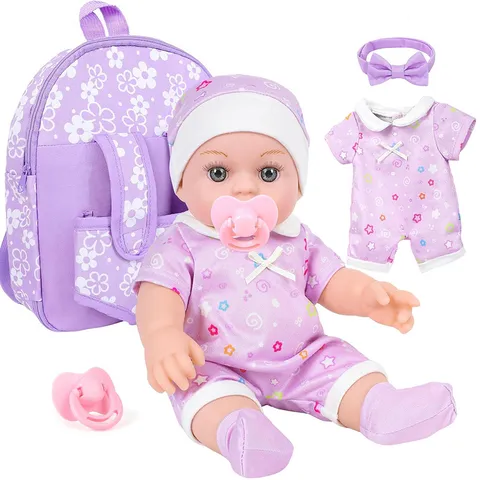 Pollici Bambola Reborn Playset Morbido Vinile Neonato Giocattolo Calmante Zaino Abbigliamento Set Bambini Ragazze Regalo