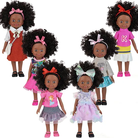 Lifelike African American Reborn Doll Vinyl Black Baby Doll Curly Hair Simulated Baby Doll Kids Pretend Play Toy