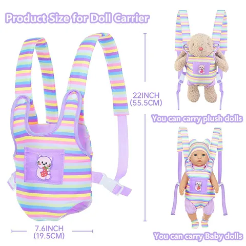 Simulation Reborn Baby Puppe Zubehör Set Mit Trage Und Kleidung Weicher Stoff Mit Süßen Mustern Für Kinder Rollenspiele