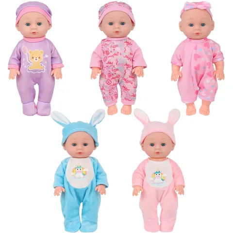 Cute Cartoon Simulation Rebirth Baby Doll Soft Fabric Romper Dress Up Toy Vinyl Newborn Princess Dolls For Kids Gifts