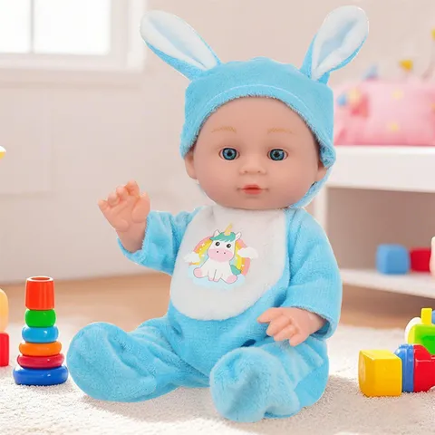 Cute Cartoon Simulation Rebirth Baby Doll Soft Fabric Romper Dress Up Toy Vinyl Newborn Princess Dolls For Kids Gifts