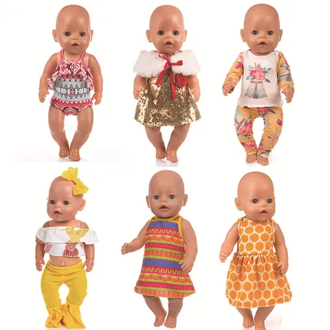 Fashion 18 Inch Doll Clothes Gold Sequin Dress Accessories For 43cm Baby Doll American Girl Outfits Decorative Toy Gift