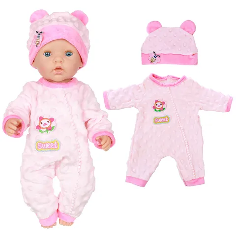 Plush Bear Rabbit Doll Clothes For 18 Inch Dolls Fleece Romper Jumpsuit With Hat Cute Doll Accessories Toy Girls Gift