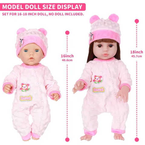 Plush Bear Rabbit Doll Clothes For 18 Inch Dolls Fleece Romper Jumpsuit With Hat Cute Doll Accessories Toy Girls Gift