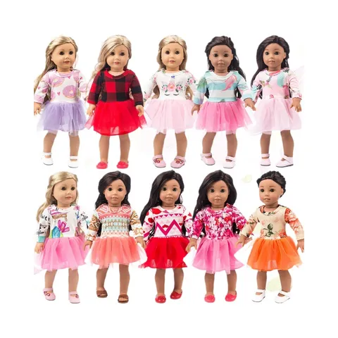 American Girl Doll Clothes Mermaid Princess Tutu Outfits For 18 Doll Accessories Top Skirt Headband Birthday Gift