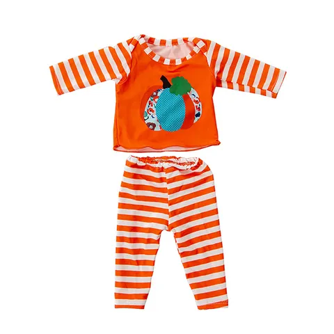 Halloween Weihnachten Puppenkleidung Für 45 cm Puppenzubehör Geist Kürbis Skelett Streifendruck Top Und Hose Outfit
