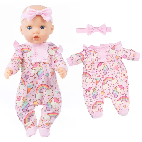 Doll Clothes Romper For Baby Dolls Floral Cartoon Pattern Cute Doll Accessories Outfit For Children Pretend Play Toy Accessories