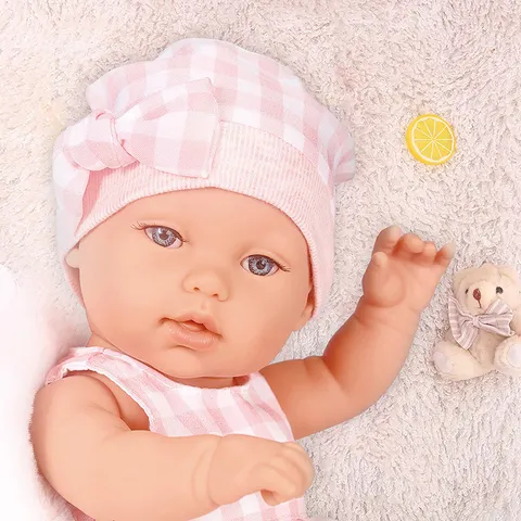 Simulation Reborn Baby Doll Woven Carrying Basket Matching Outfit Set Vinyl Soft Body Newborn Doll Toy For Toddlers