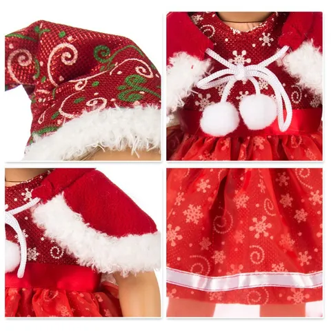 Weihnachts Puppenkleidung Für Mädchenpuppen Festliche Weihnachtsmann Rentier Kleider Plüsch Puppenbekleidung Zubehör