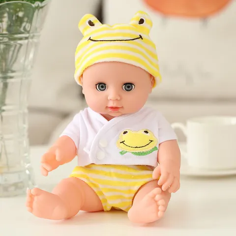 Bambola da 30cm in Vinile Morbido Giocattolo Bambola con Abiti di Animali Rana Coniglio Orso per Bambini Regalo Giochi di Ruolo