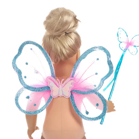 18 Zoll Puppenzubehör Schmetterling Feenflügel Und Zauberstab Set Für Puppenkleidung Dekoration Engelsflügel Spielzeug