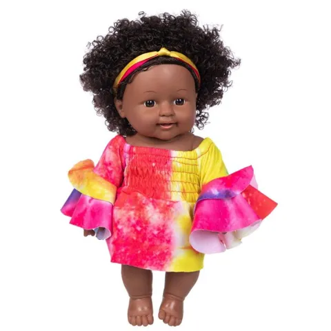 Cute Fabric Doll Clothes Set Tie-Dye Print Tulle Skirt Romper Dress Headband Outfits For Twelve Inch Girl Doll Outfits Accessories