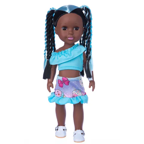Trendy Fashion Vinyl Girl Doll With Colored Dreadlocks Braids Cartoon Outfit Stylish Black Skin Toy Doll For Kids Gift