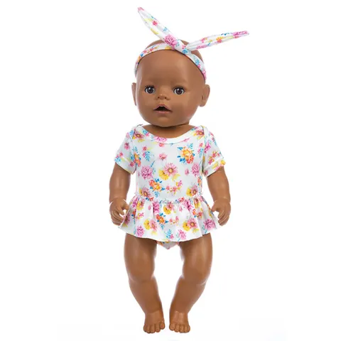 18 Zoll Puppenkleidung Sommer Strampler Jumpsuit Set Mit Passendem Stirnband Hase Punktiert Floral Bedruckt Baby Puppen Outfits Zubehör Kinder Spielzeug Kleidung