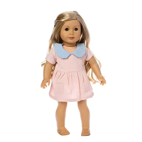 18 Inch Doll Clothes Lady Dress Short Sleeve Peter Pan Collar Outfit For American Girl Dolls Toy Accessories Gift For Girls