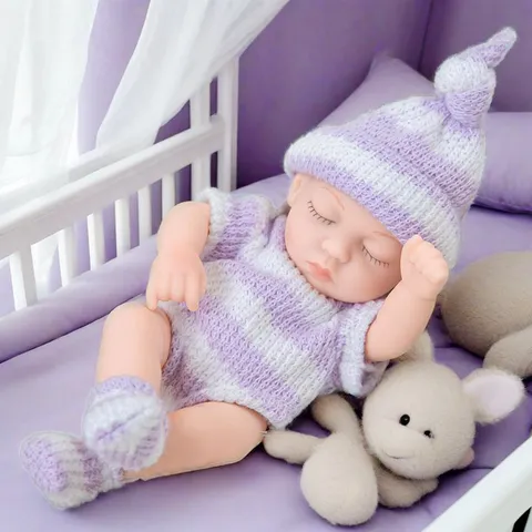 Mini Puppenkleidung Set Für 7 Zoll Reborn Baby Puppe Winter Süß Strickpullover Jumpsuit Outfit Weicher Stoff Spielzeug Bekleidungsset Für Kinder Geschenk