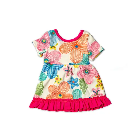 Blumen Feder Druck Puppenbekleidung Zubehör Für American Girl Sommer Puppenkleid Outfit Set Dekorative Puppenkleidung