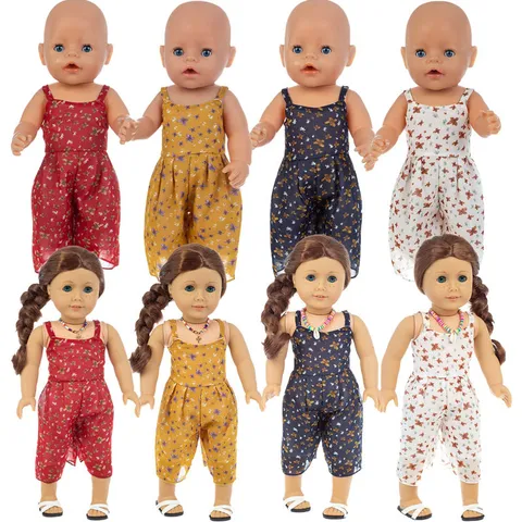 Blumendruck Puppen Jumpsuit Romper Für Puppenkleidung Zubehör Lässiges Sommeroutfit Für Mädchen Puppen Spielzeug