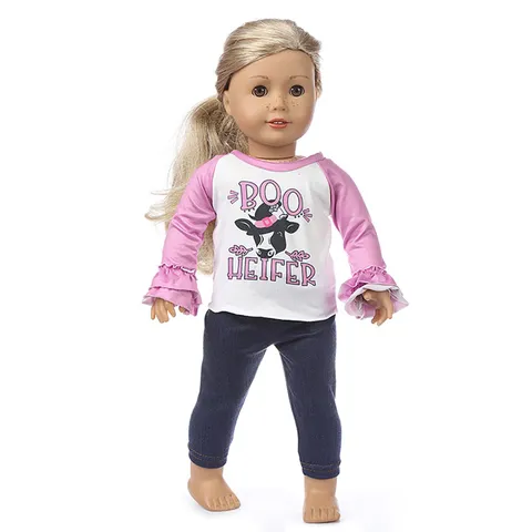 Buntes Sternen Netzrock Puppenkleidung Set Passend Für 18 Zoll Puppen Zubehör Bedruckter Cartoon Overall Outfit Kinder Spielzeug