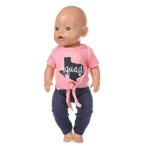 18 Zoll Puppenkleidung Outfits Für American Girl Und 43cm Baby Puppen Stoff T-Shirt Hosen Set Lässiges Puppenzubehör