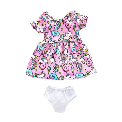 Puppenkleidung Für Amerikanisches Mädchen Puppen Outfits Zubehör Blumendruck Einhorn Rosa Dessert Kleid Puppenrock Für Puppenzubehör