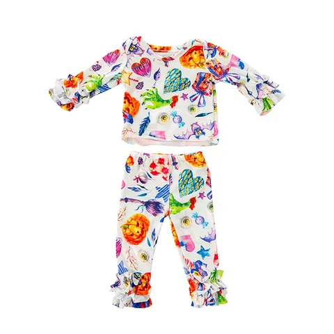 Halloween Weihnachten Puppenkleidung Für 45 cm Puppenzubehör Geist Kürbis Skelett Streifendruck Top Und Hose Outfit