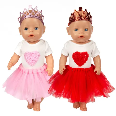 Prinzessin Puppenkleidung Für 18 Zoll Mädchen Puppe Herz Krone Tutu Rock Set Puppen Outfit Für 43cm Puppe Valentinstag Geschenk Kinder Spielzeug Zubehör