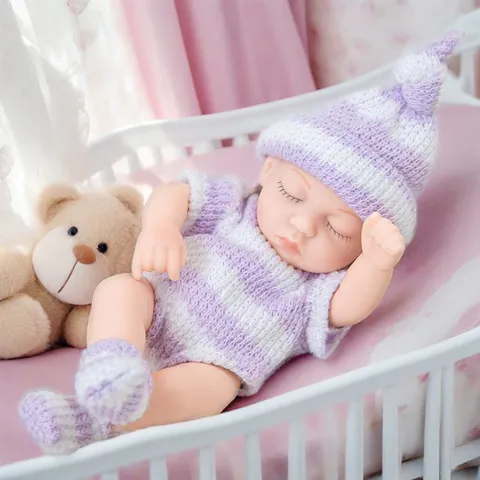 Mini Puppenkleidung Set Für 7 Zoll Reborn Baby Puppe Winter Süß Strickpullover Jumpsuit Outfit Weicher Stoff Spielzeug Bekleidungsset Für Kinder Geschenk