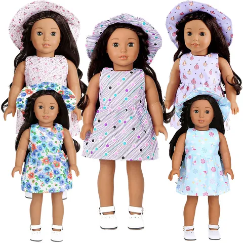 Blumen Puppenkleid Set Mit Passendem Hut Pastoraler Stil Puppenoutfits Stoffkleidung Für Puppen Zubehör Geschenk