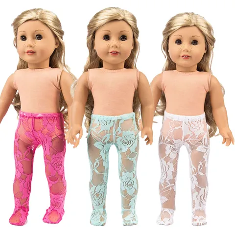 Spitzen Leggings Puppenkleidung Für 18 Zoll Amerikanische Mädchen Puppen Zubehör Verschiedene Farben Blumenmuster Strümpfe