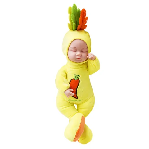 Simulation Reborn Schlafende Babypuppe Weichvinyl Beruhigungspuppe Plüsch Cartoon Tier Kapuzenstrampler Kinder Spielzeug